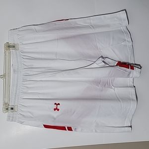 UNDER ARMOUR MESH SHORTS WHITE/RED LARGE
